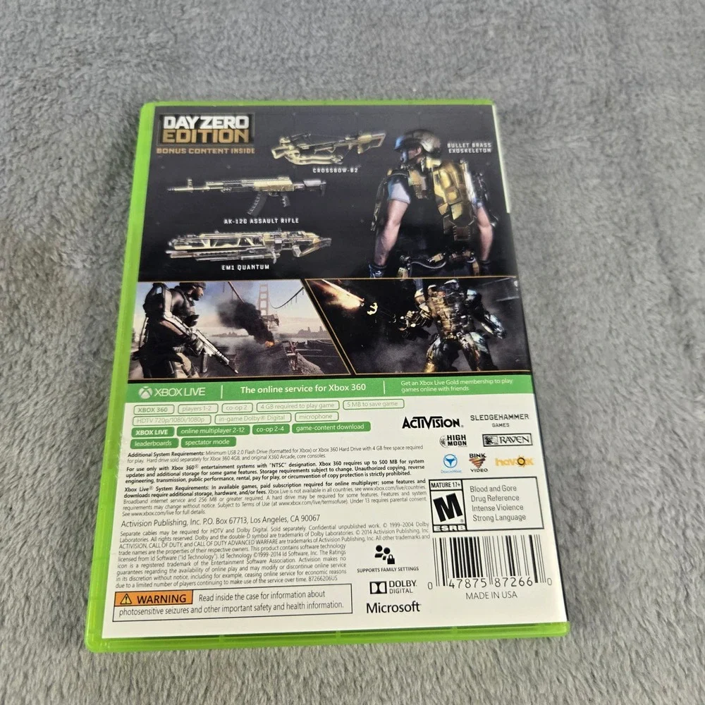 Call of Duty Advanced Warfare Day Zero Edition Xbox 360 2-Disc Set Tested Works